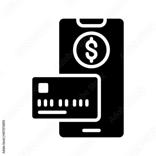 Online Payment Icon Vector Illustration Glyph Version