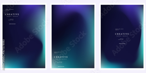 Set of covers design templates with vibrant northern lights gradient background. trendy modern design. applicable for landing pages, covers, brochures, flyers, presentations, banners. Vector design.
