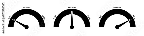 Satisfaction Level Gauge Icons with Percentages Flat Vector Meters for Feedback, Ratings, and Analytics Dashboards