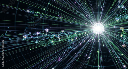 Wallpaper Mural Abstract Network Data Stream: Futuristic Technology, Bright Energy, Global Connectivity Torontodigital.ca