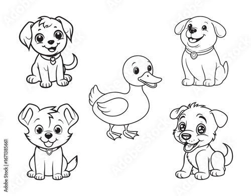 A fun vector cartoon illustration set of cute baby animal faces