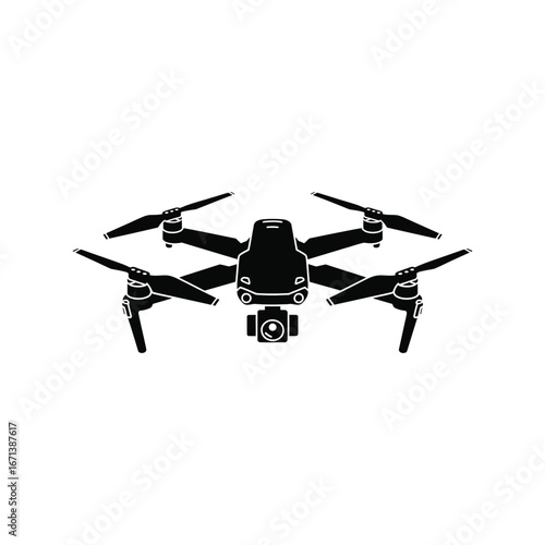 A black and white image of a drone icon vector