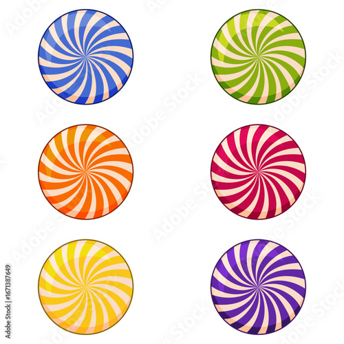 Colorful Swirl Lollipops Candy Illustrations