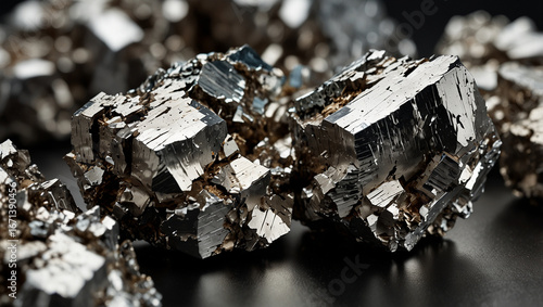 Macro Closeup of Neodymium Ore on White Background