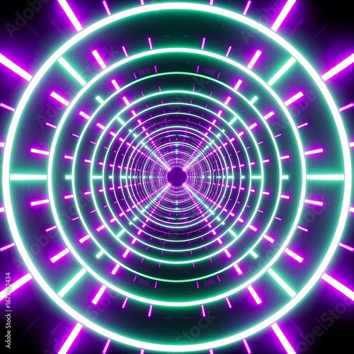 Neon tunnel circles