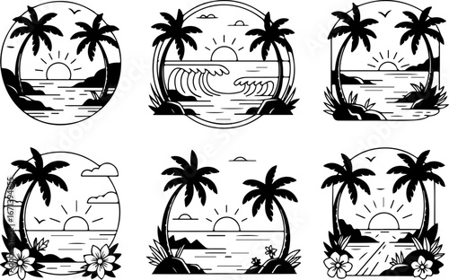 "Beach and Summer Vacation Icon Set"