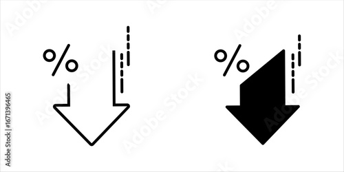 Percent increase vector design. Consist of up arrow and percent sign, icon or symbol. Concept for percentage of interest rate, growth profit, stock price etc. Thin line or outline of shape. 48x48 px	
