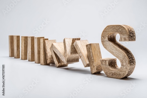Wooden dominoes cascading into a large letter S