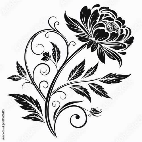 black and white floral background