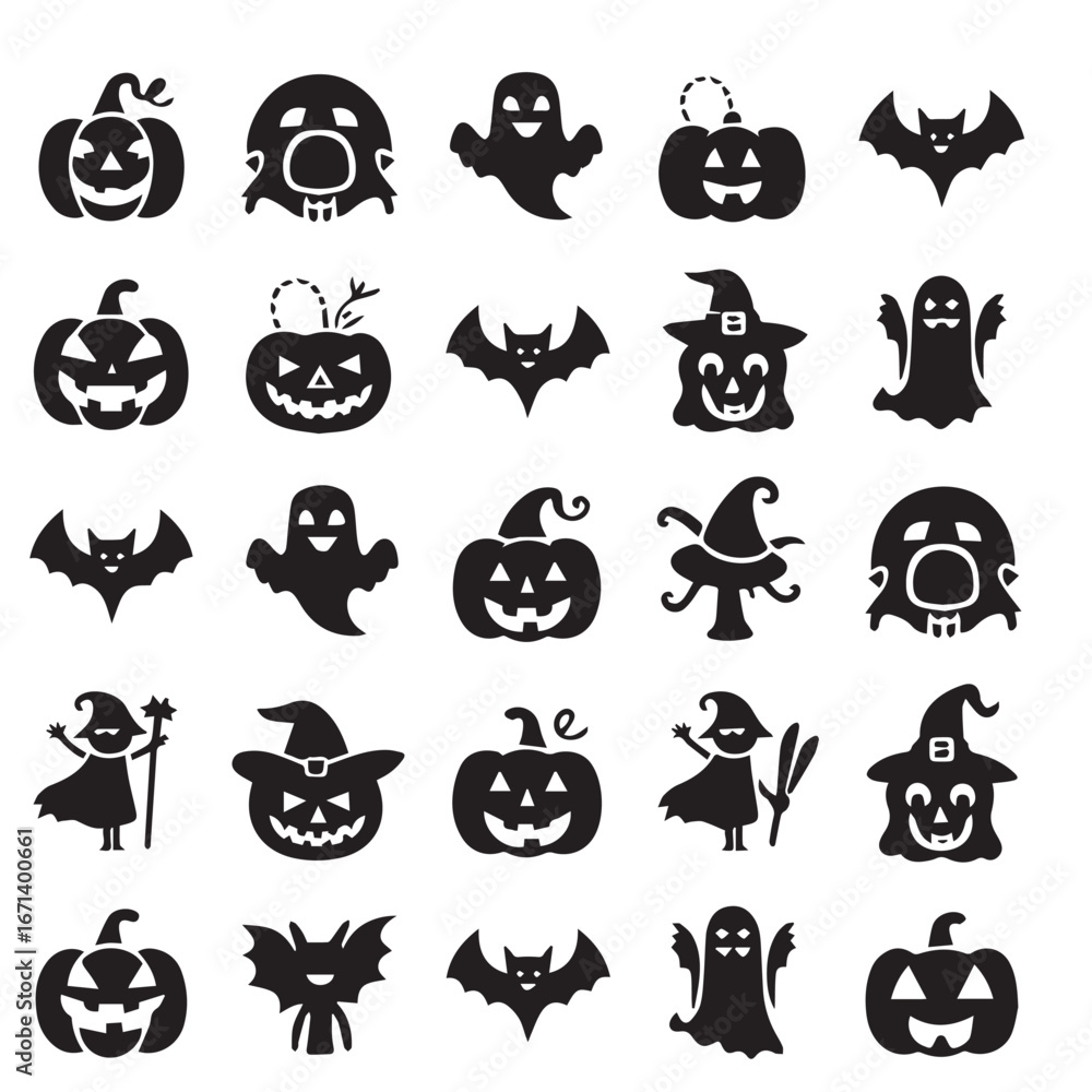 Obraz premium halloween icons set