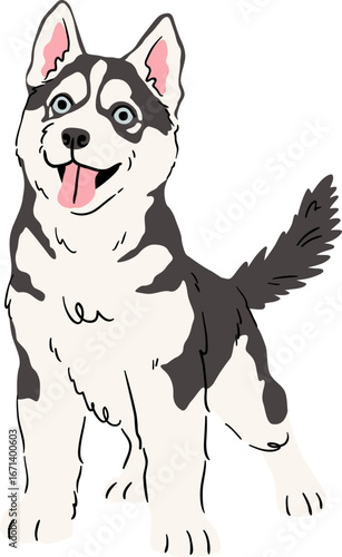 vector illustration of a Happy Husky Puppy