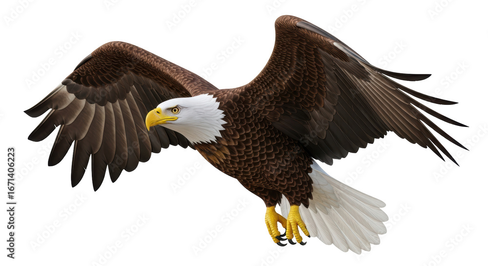 Obraz premium Isolated Bald Eagle Flying with Open Wings