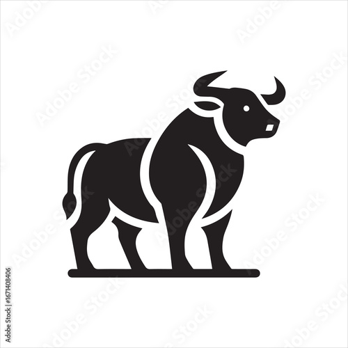 Bold Silhouette of a Powerful Bull Symbolizing Strength and Tenacity.