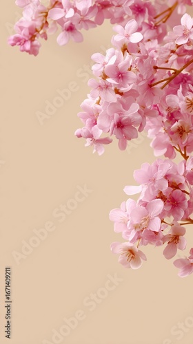 Wallpaper Mural Delicate pink cherry blossoms against a soft beige background showcasing spring beauty in full bloom Torontodigital.ca