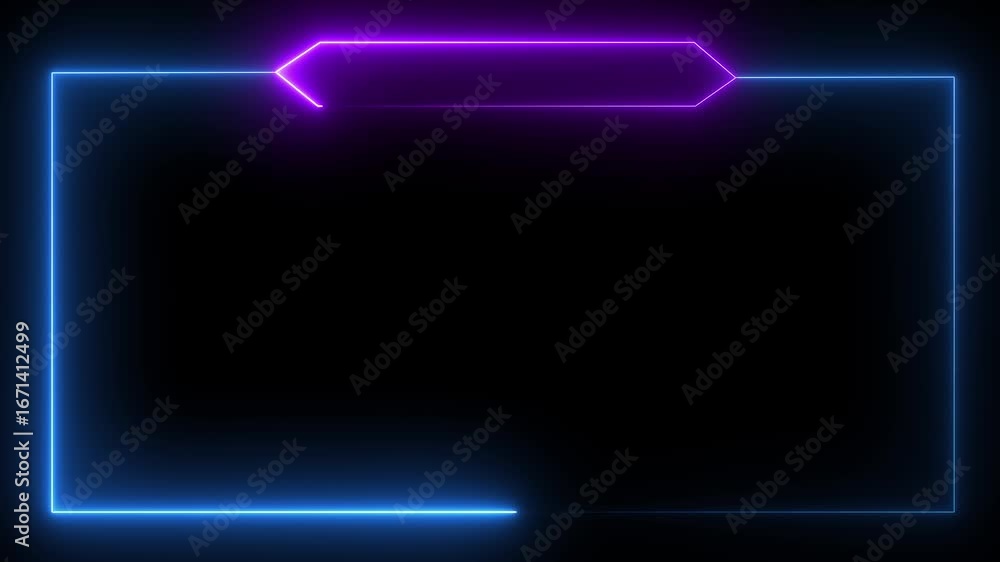 live streaming neon frame animation with neon box frame. Animated neon ...