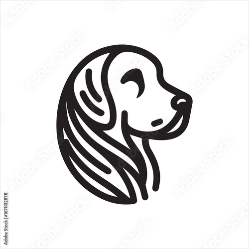 Elegant Line Art Golden Retriever Dog Head Profile.