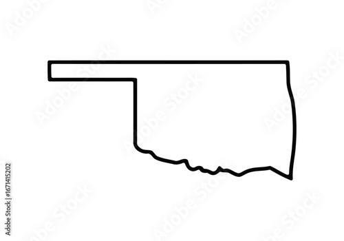 Oklahoma State Outline Map Simple Black Line Vector EPS Illustration