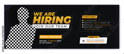 We are hiring recruitment open job vacancy design vector social media post ,banner and poster template or web banner layout .
