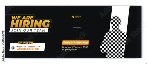 We are hiring recruitment open job vacancy design vector social media post ,banner and poster template or web banner layout .
