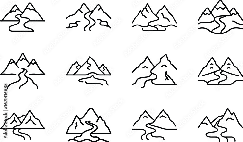 Fototapeta premium Bundle A Mountain Range With A River Flowing Through It 