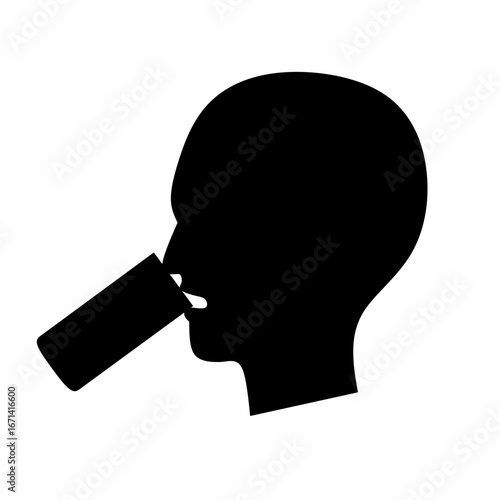 Vector silhouette of a woman drinking a glass of water on a white background. Concept of a woman drinking water from a glass with her hands. Thirsty woman. Suitable for mineral water logo icons. Vecto
