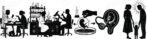 create need kinds of IVF treatment step victor art Silhouette on white Background