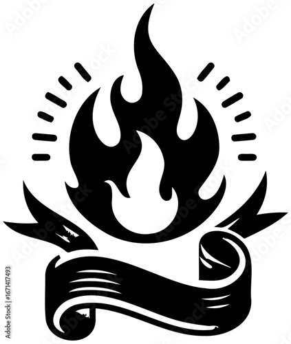 Dynamic fiery emblem ignites passion and fuels creative ambition for success
