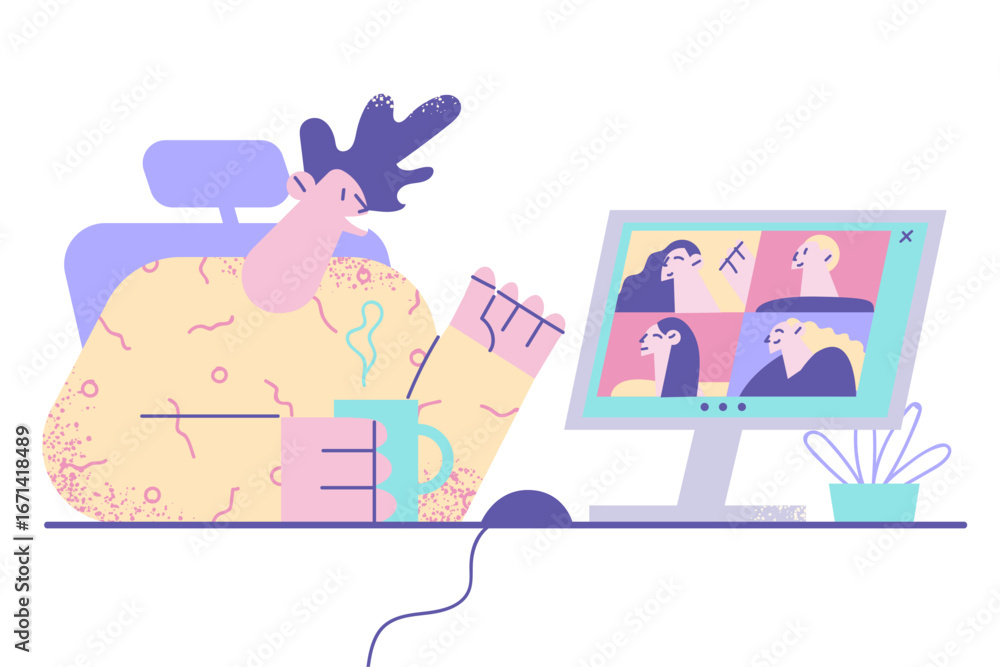 Fototapeta premium Videoconference, online meeting, remote work concept