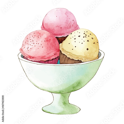 a cute Gelato scoops in a colorful bowl