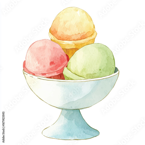 a cute Gelato scoops in a colorful bowl