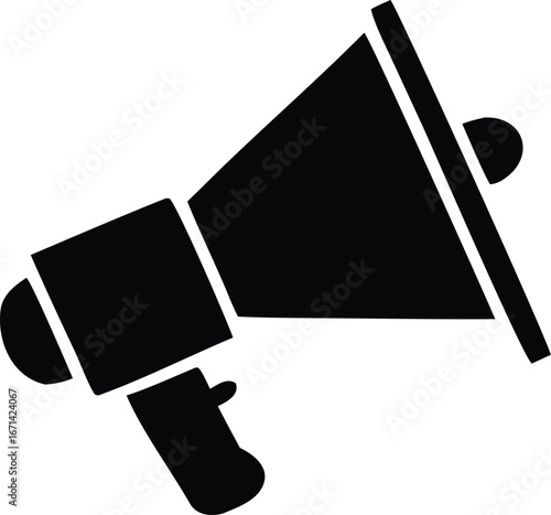 Bold black megaphone icon announcing news and ideas communicate loudly and clearly for marketing campaigns and public announcements
