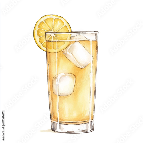 a cute Ginger ale in a tall glass with lemon slice