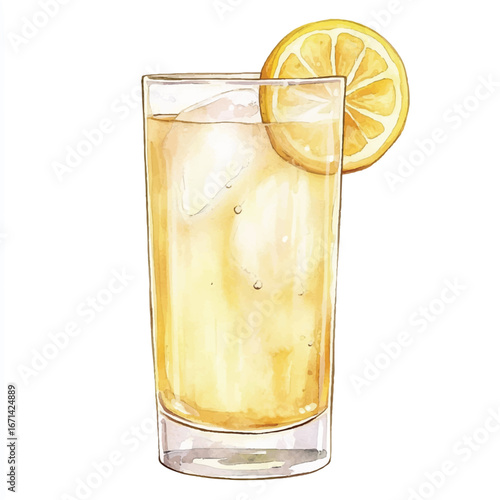 a cute Ginger ale in a tall glass with lemon slice