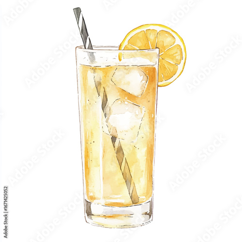 a cute Ginger ale in a tall glass with lemon slice