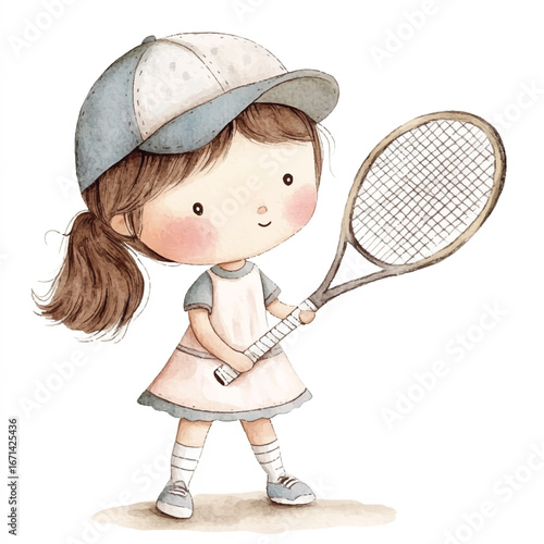 a cute girl holding a tennis racket