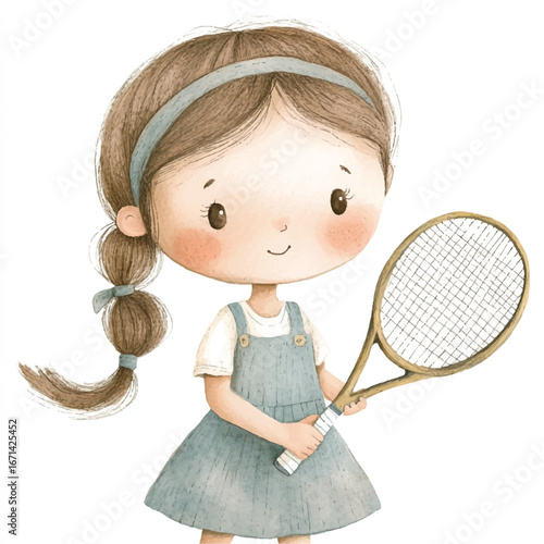 a cute girl holding a tennis racket