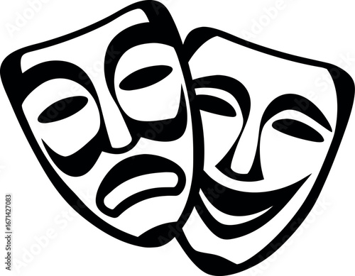 Theatre mask vector icon set