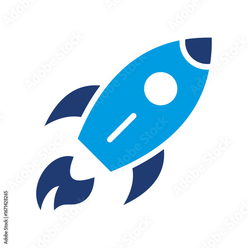 Rocket Icon Vector Illustration Blue Version