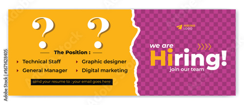 We are hiring recruitment open job vacancy design vector Facebook cover and banner template