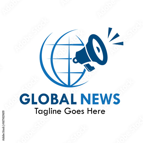 A powerful logo featuring a loudspeaker combined with a globe, symbolizing global communication and information dissemination. Perfect for news outlets, media companies, or public relations firms.