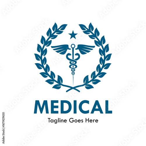 A sophisticated logo featuring a caduceus with a laurel wreath, representing excellence and trust in the medical field. Ideal for certified medical practices, clinics, or healthcare services.