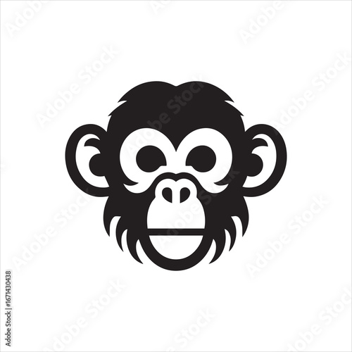 Stylized Monkey Face with Geometric Features and Simplified Design.