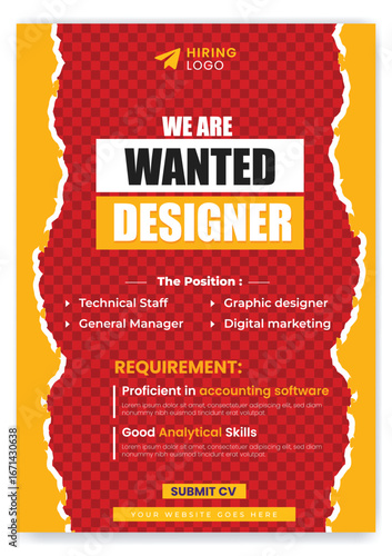 Hiring poster and flyer ads template design for social media post