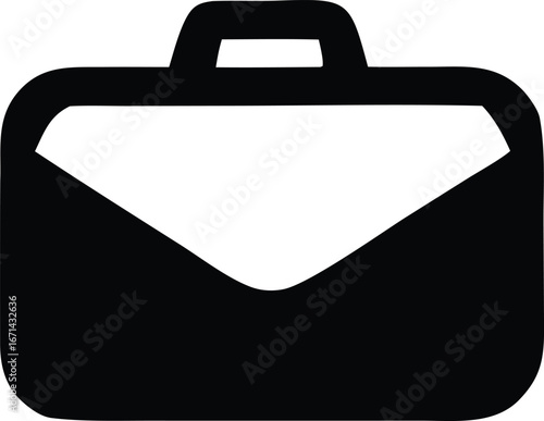 Simple black silhouette icon of a briefcase for business and travel professionals minimalist graphic design element