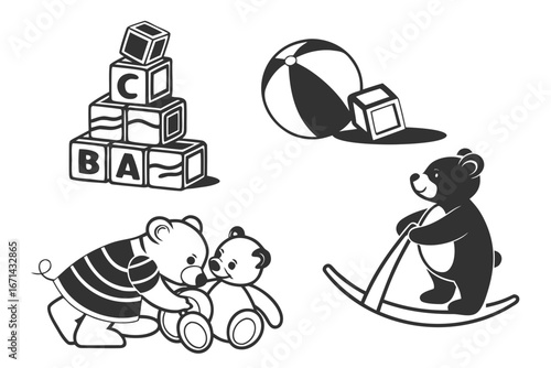 Adorable Teddy Bears and Building Blocks Collection.