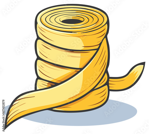 Rolled Yellow Ribbon with Loose End Graphic Illustration