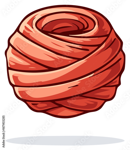 Cartoon depiction of a ball of pasta, illustration, graphic design.