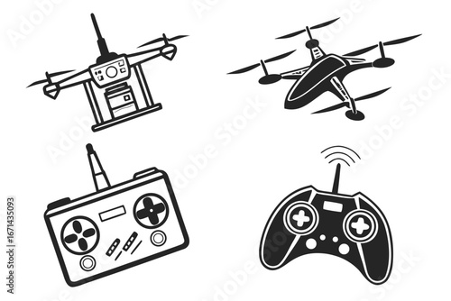 Drone and Remote Control Icons.
