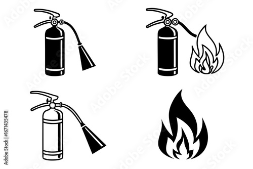 Fire Extinguisher and Flame Icons 2.
