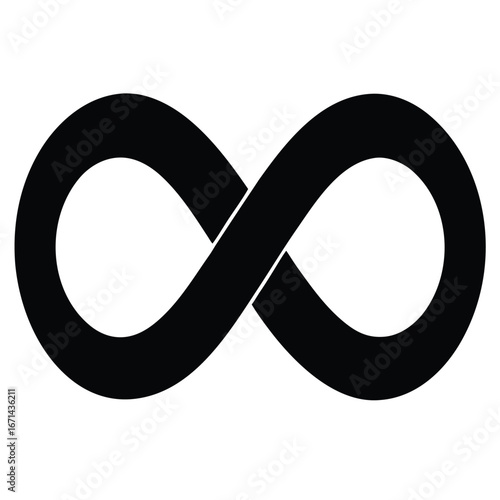 Infinity symbol black simple vector illustration with discontinuation modern abstract design